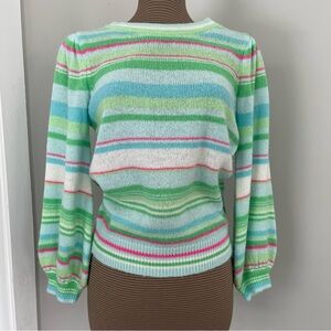 Lilly Pulitzer Puff Sleeve Striped Multicolor Women's Sweater size L EUC